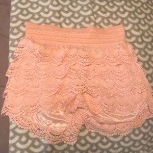 Pink lace tier shorts